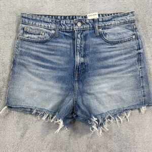 Lucky Brand Cut Off Shorts Women 14/32 Blue Denim Patch Embroidered High Rise